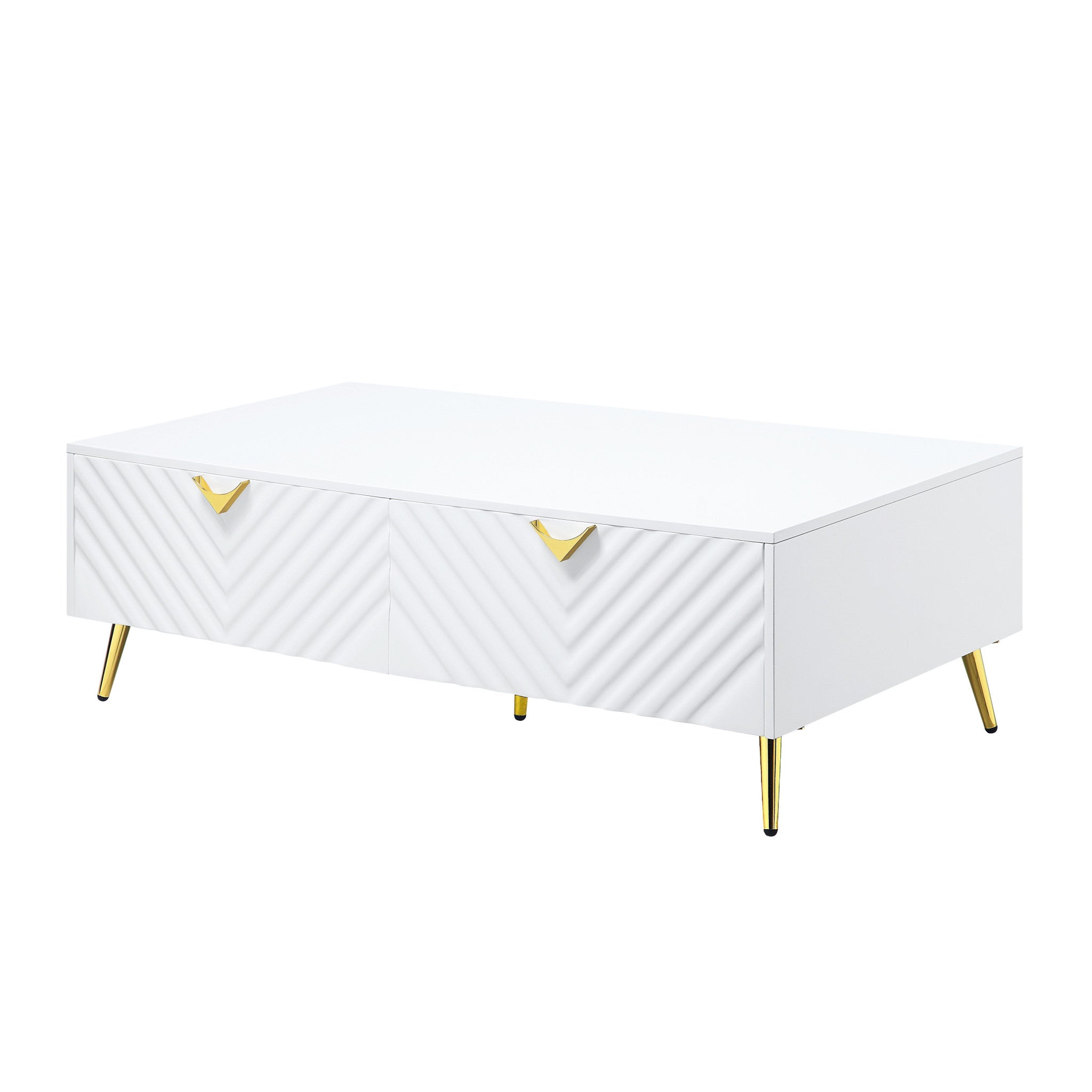 53 White Metal Coffee Table With Four Drawers