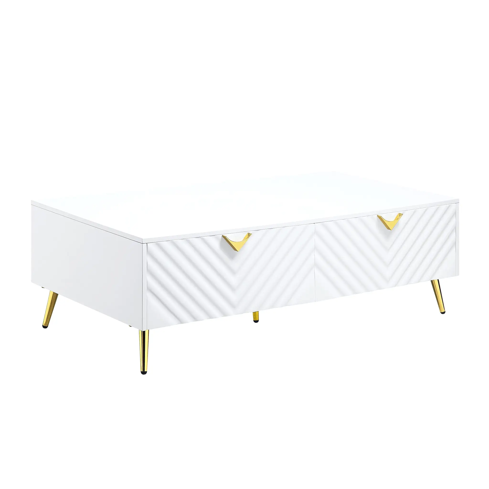 53 White Metal Coffee Table With Four Drawers