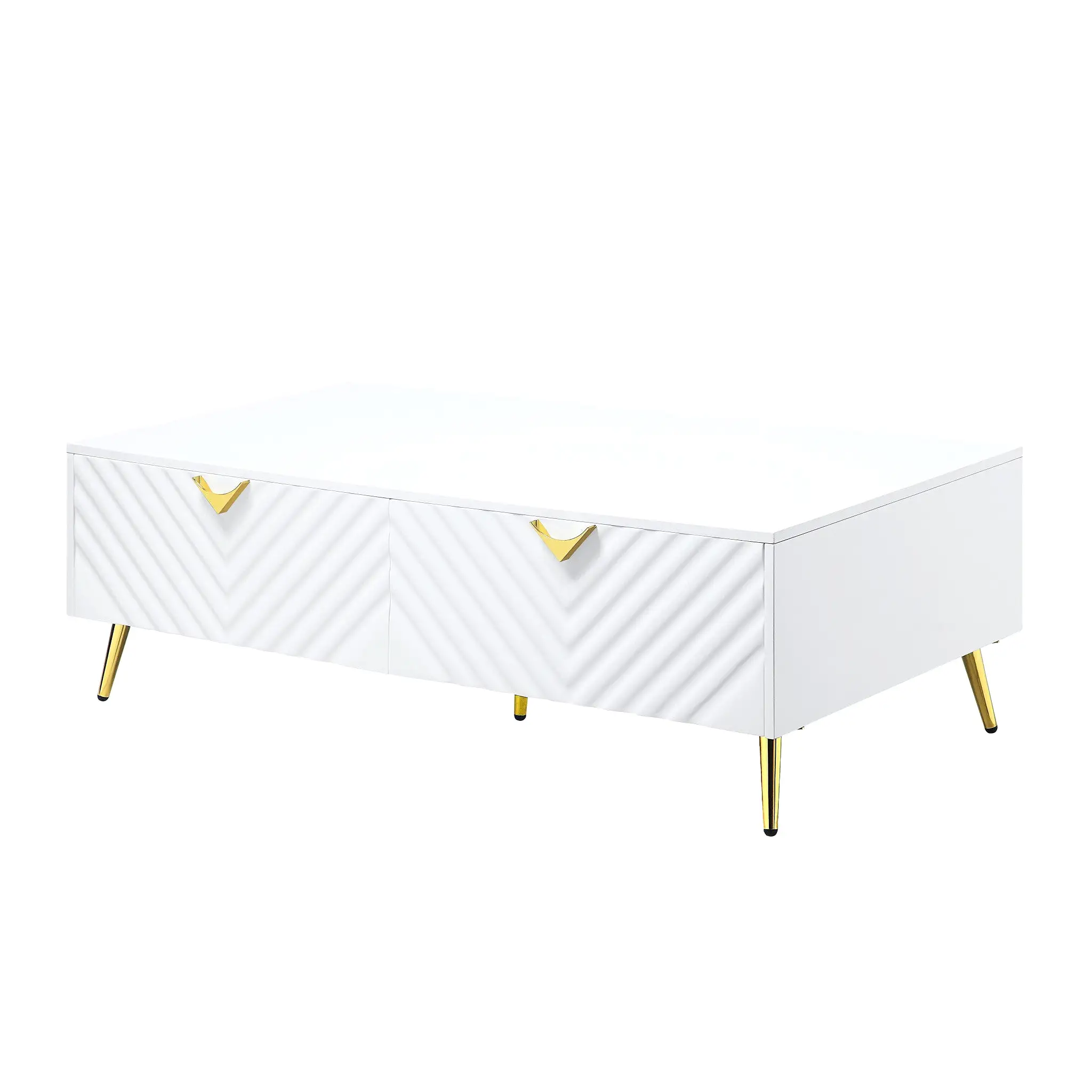 53 White Metal Coffee Table With Four Drawers