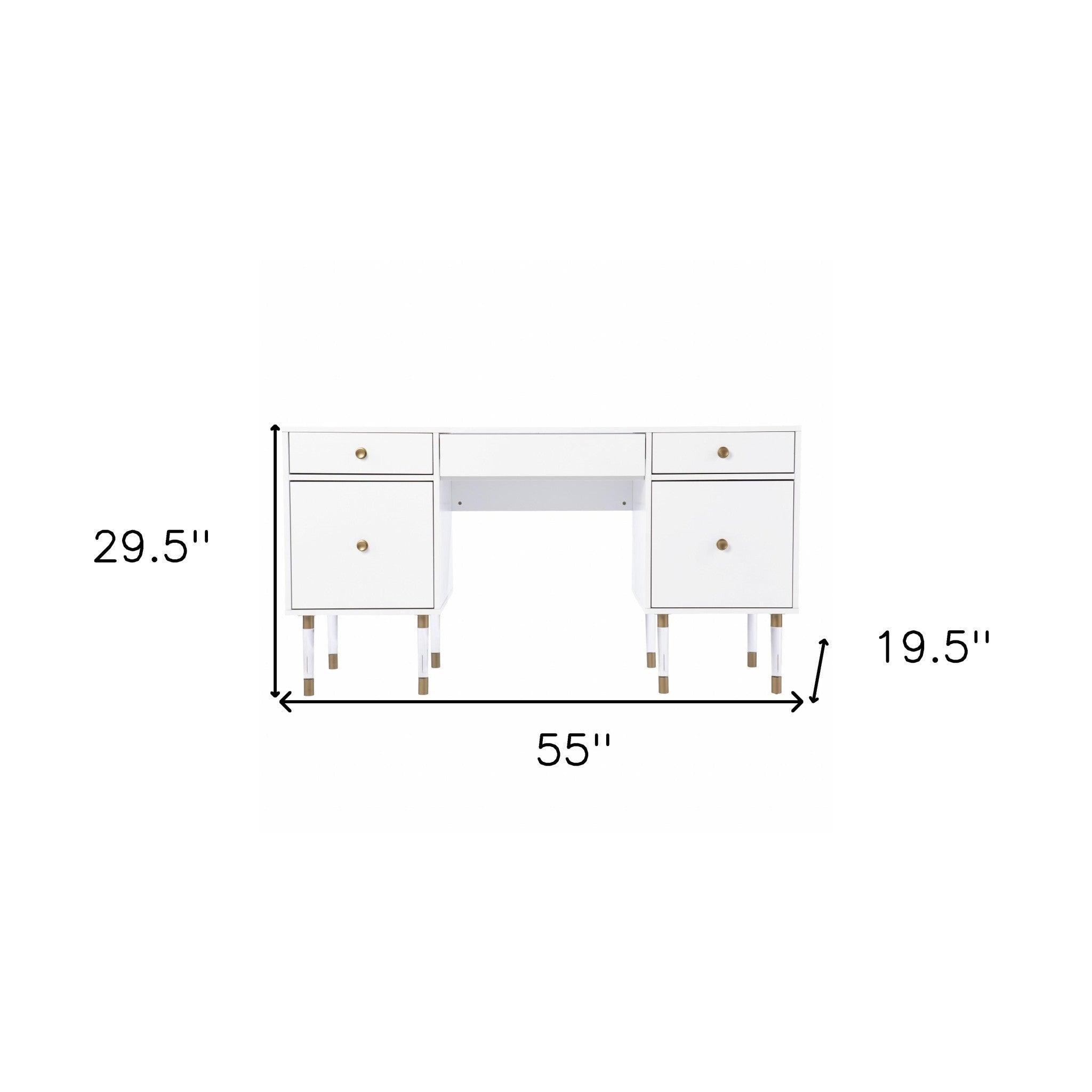 55 White Writing Desk With Four Drawers