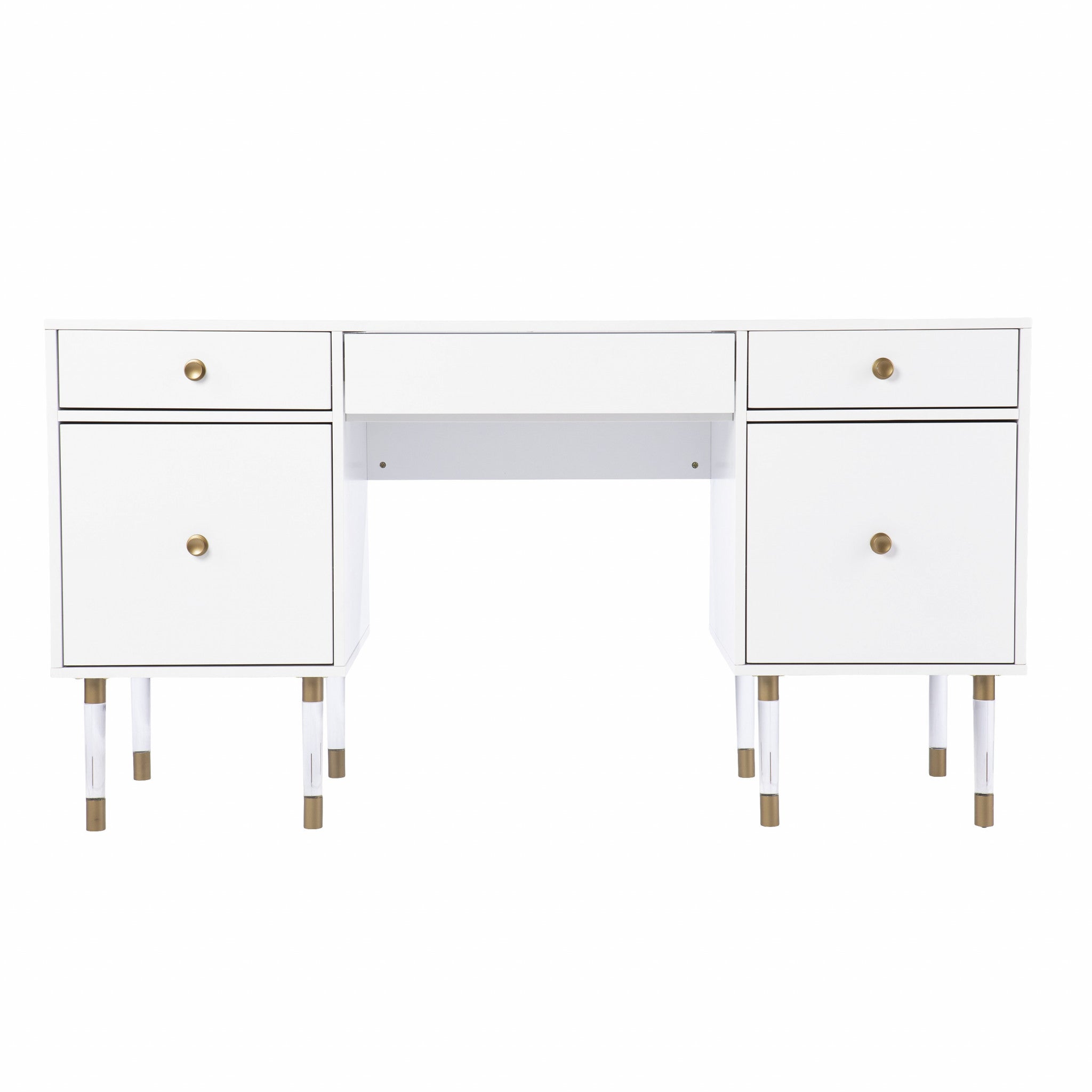 55 White Writing Desk With Four Drawers