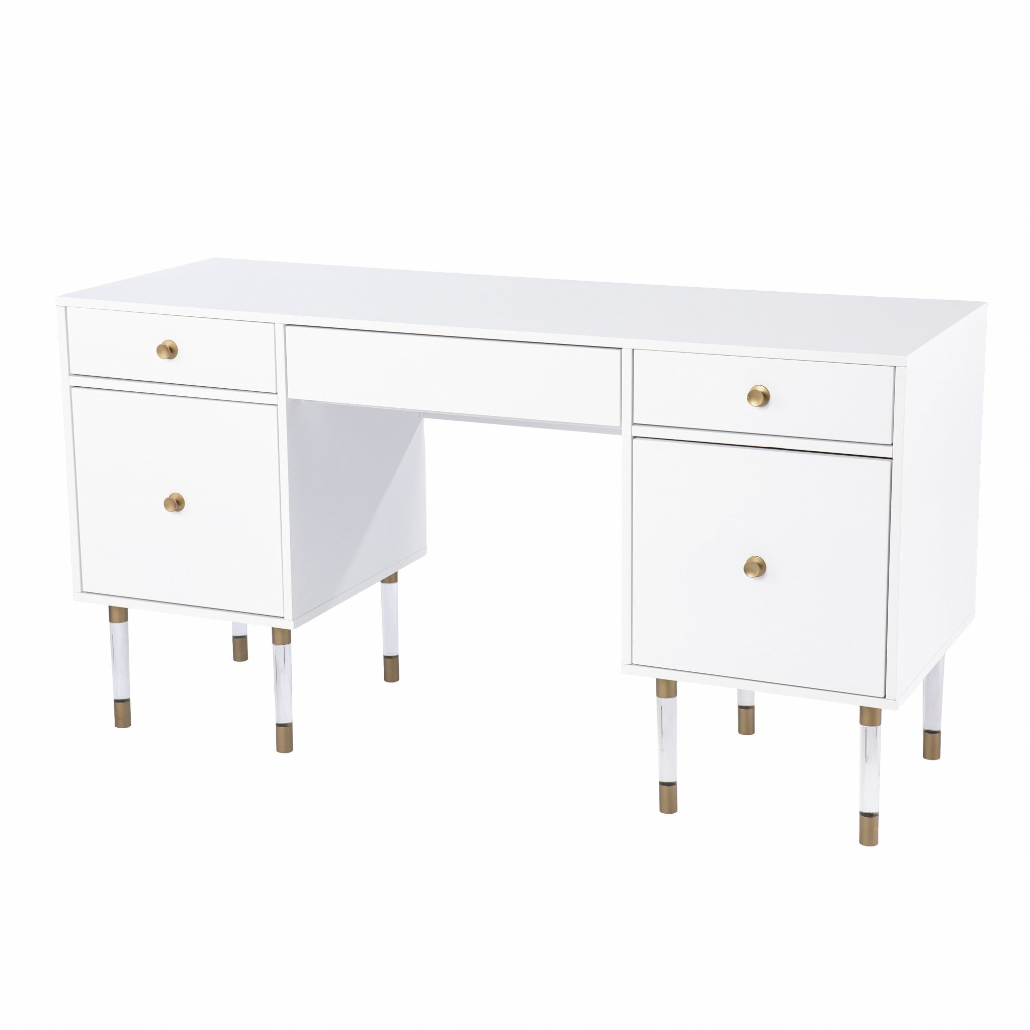 55 White Writing Desk With Four Drawers