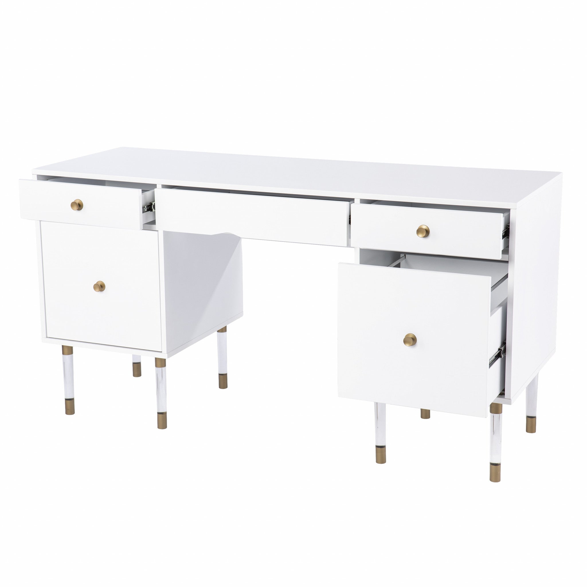 55 White Writing Desk With Four Drawers