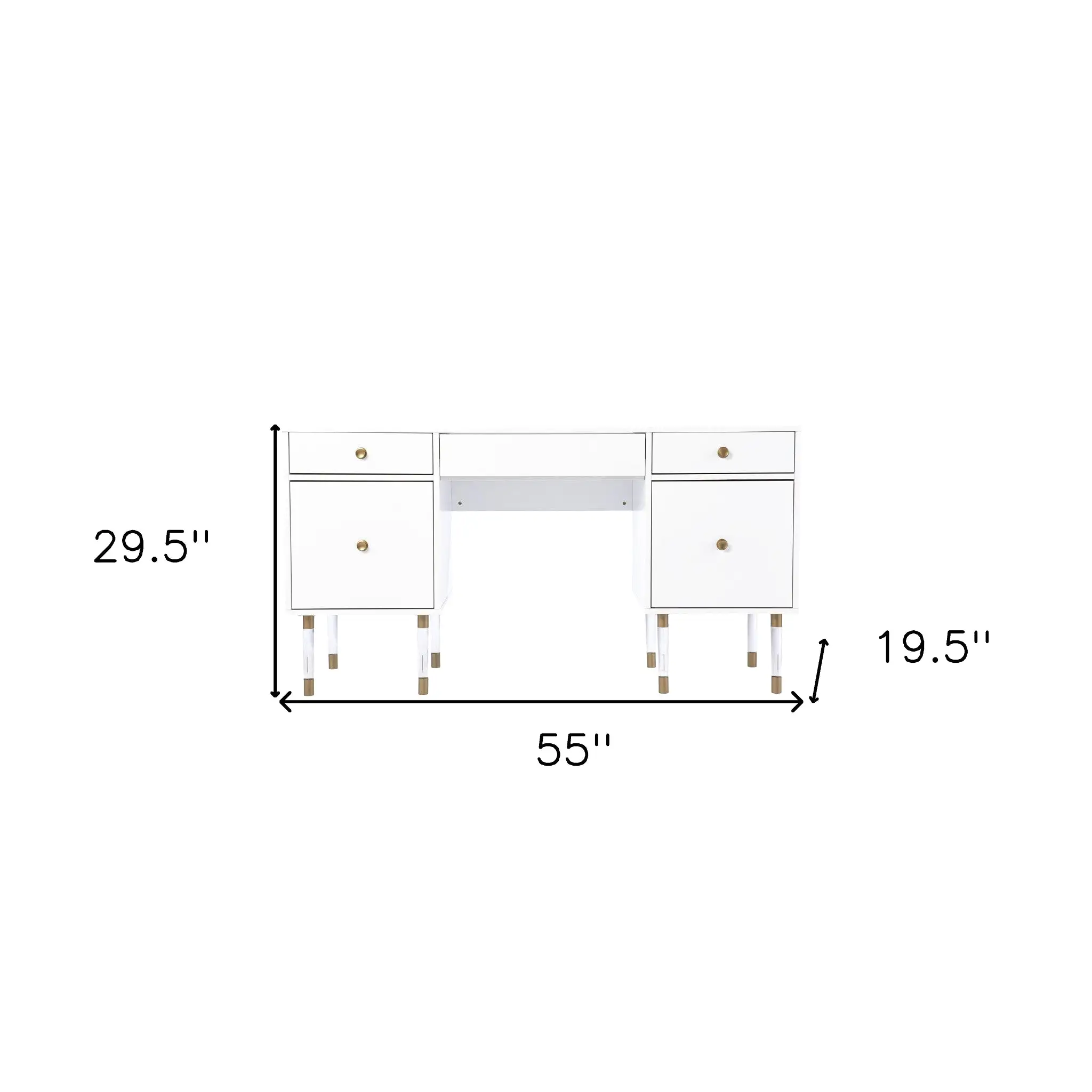 55 White Writing Desk With Four Drawers