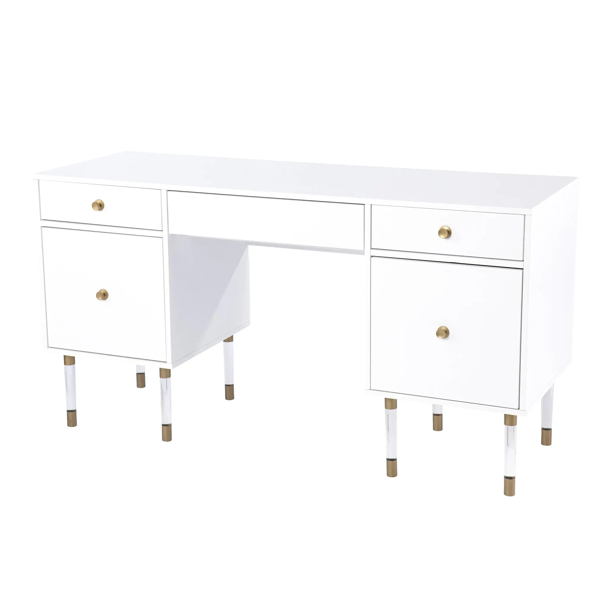 55 White Writing Desk With Four Drawers