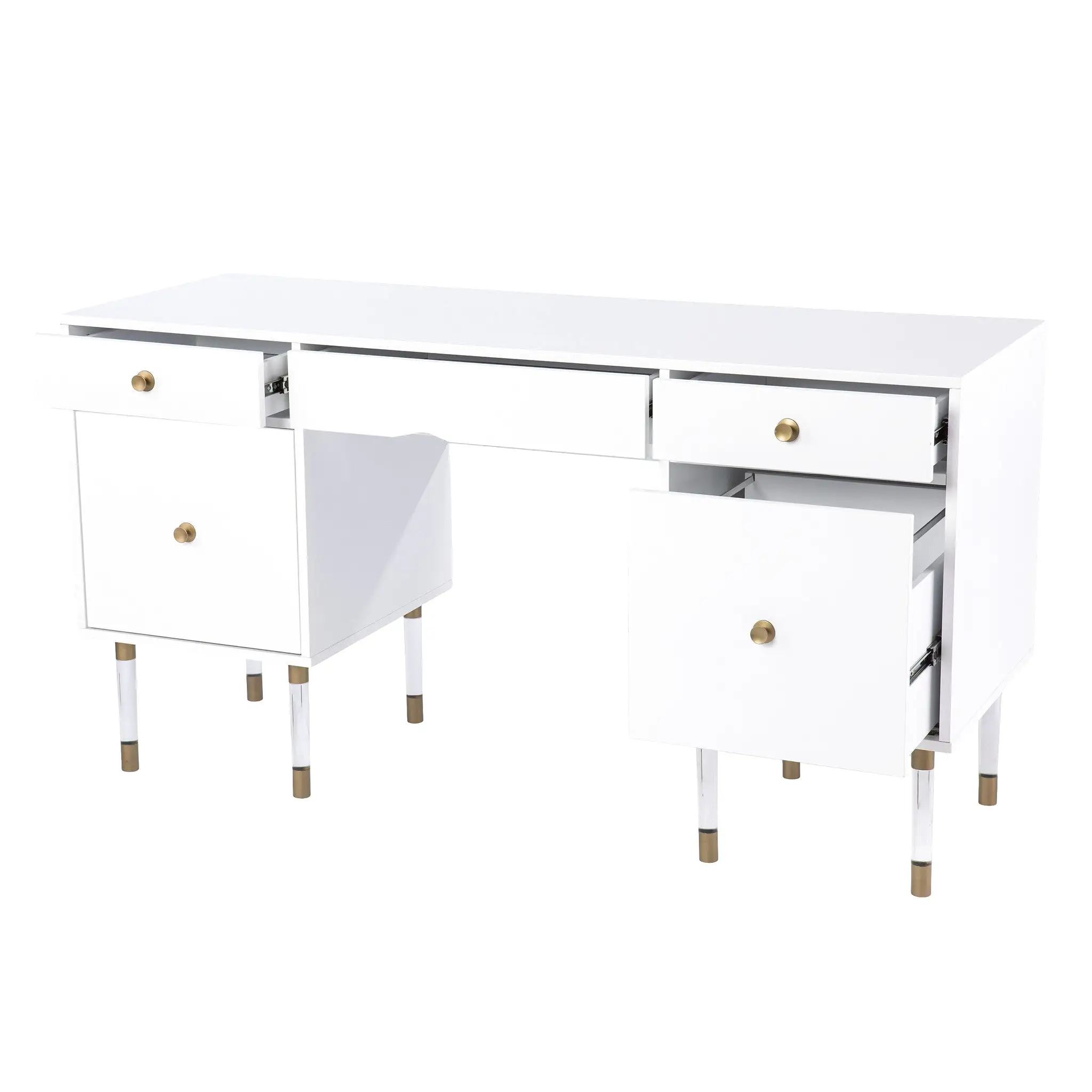 55 White Writing Desk With Four Drawers