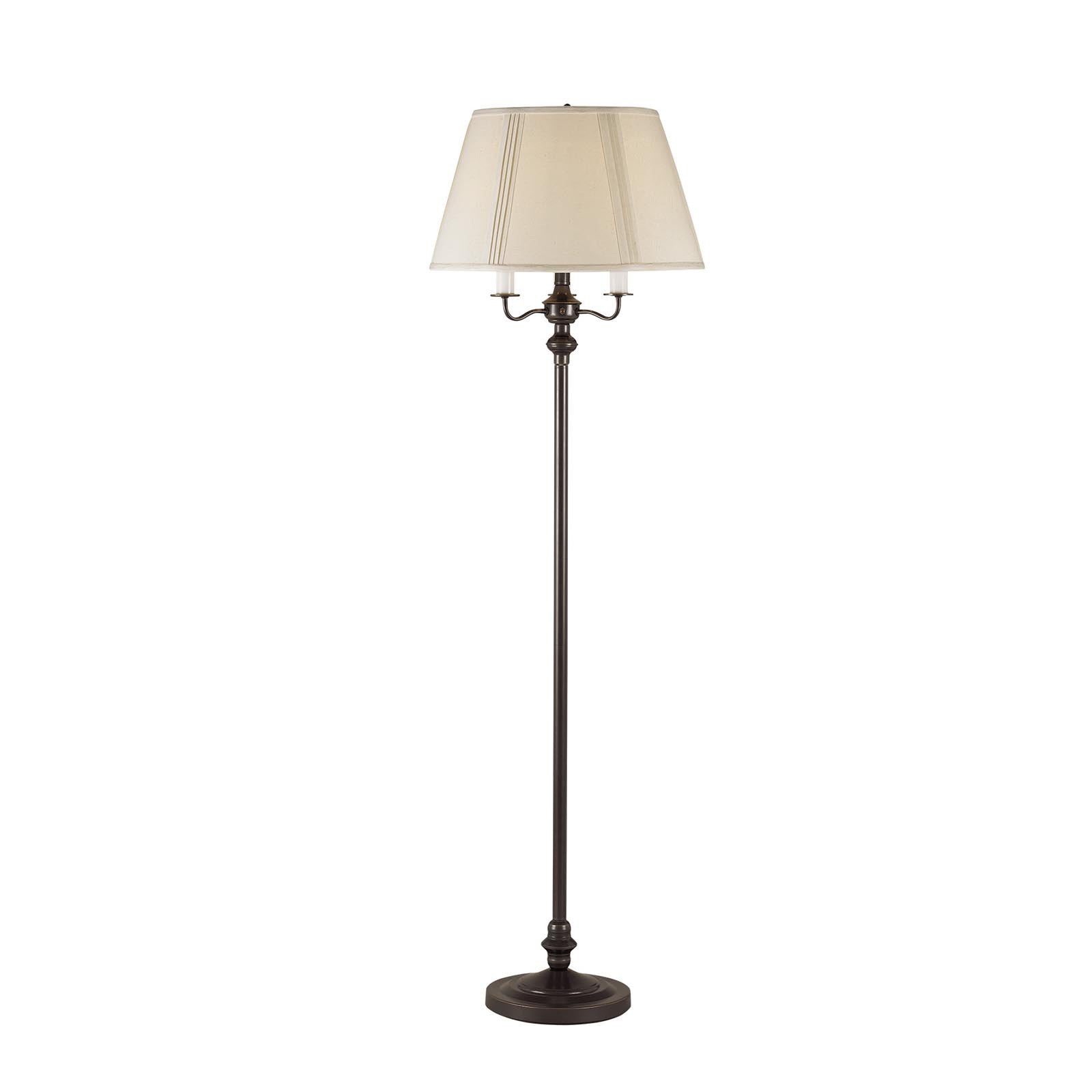 60 Bronze Four Light Traditional Shaped Floor Lamp With Beige Square Shade