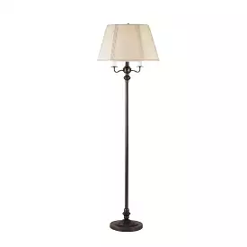 60 Bronze Four Light Traditional Shaped Floor Lamp With Beige Square Shade