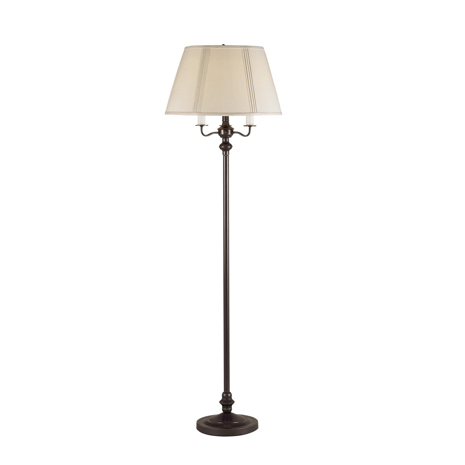 60 Bronze Four Light Traditional Shaped Floor Lamp With Beige Square Shade