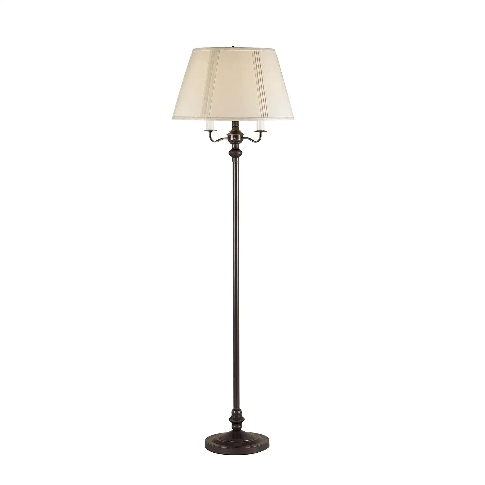 60 Bronze Four Light Traditional Shaped Floor Lamp With Beige Square Shade