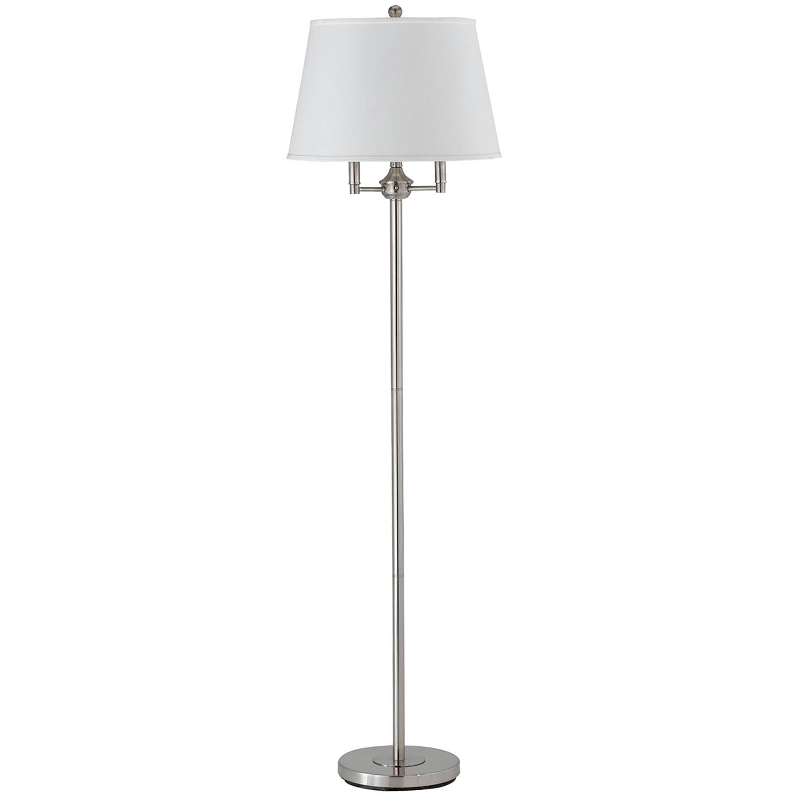 62 Nickel Four Light Traditional Shaped Floor Lamp With White Square Shade