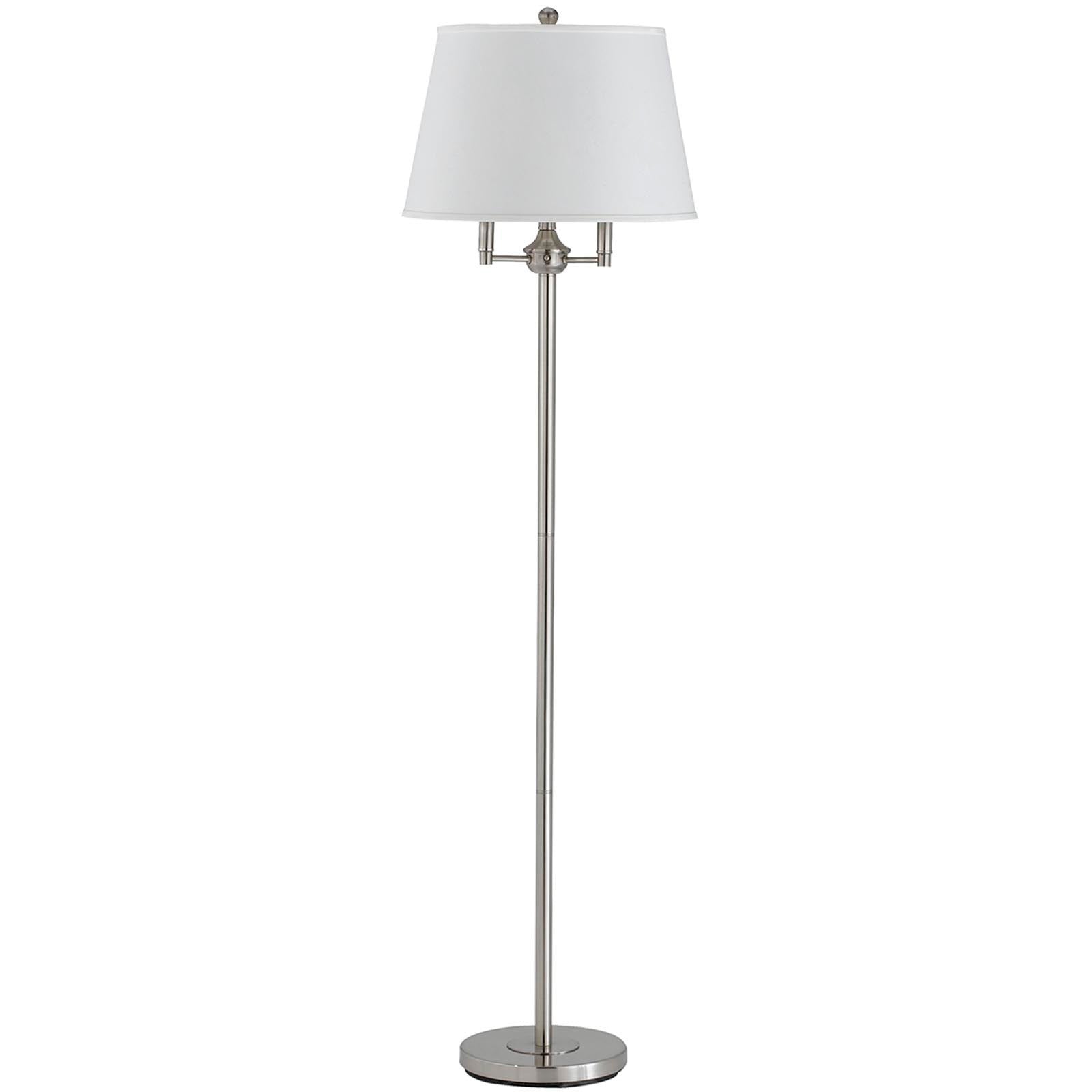 62 Nickel Four Light Traditional Shaped Floor Lamp With White Square Shade