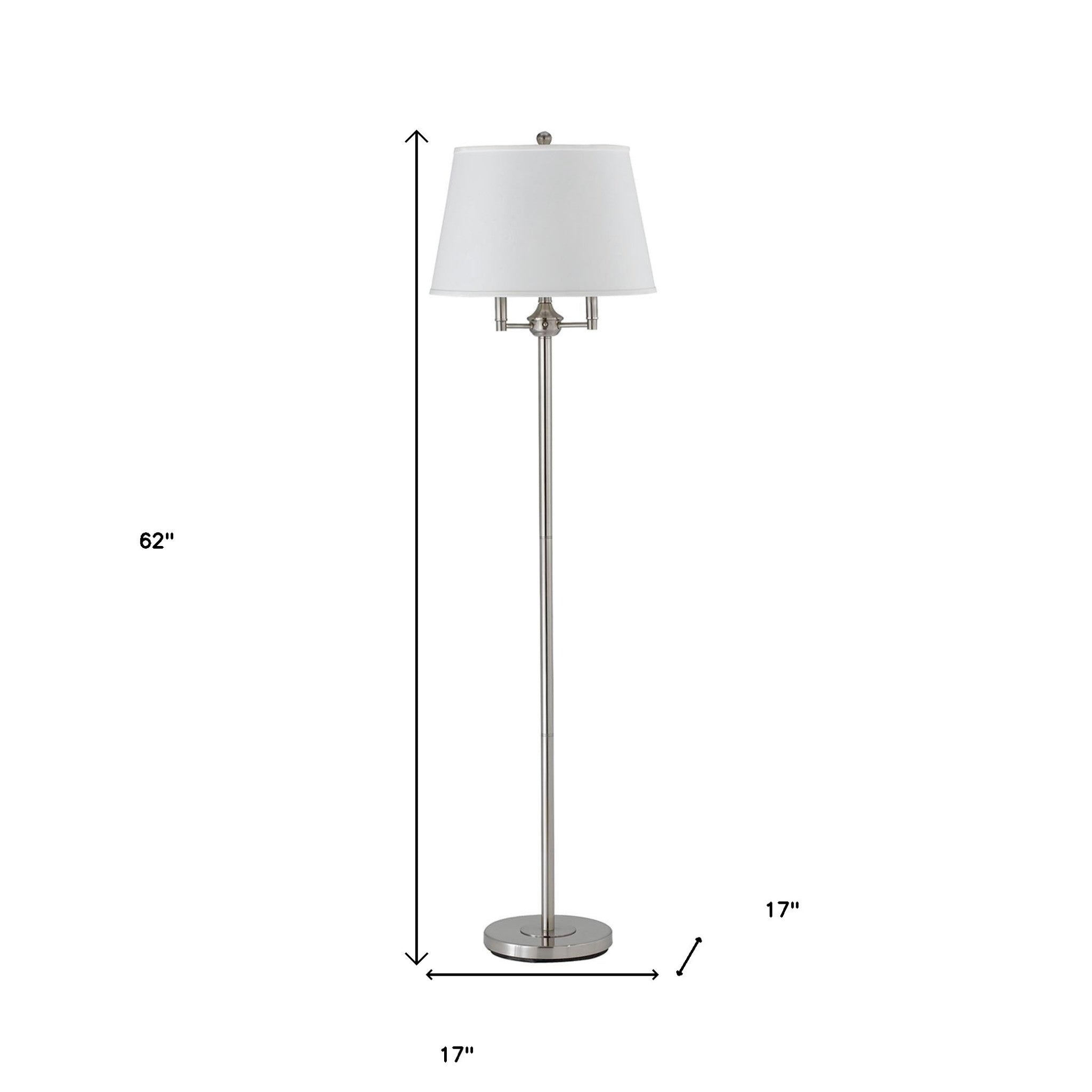 62 Nickel Four Light Traditional Shaped Floor Lamp With White Square Shade