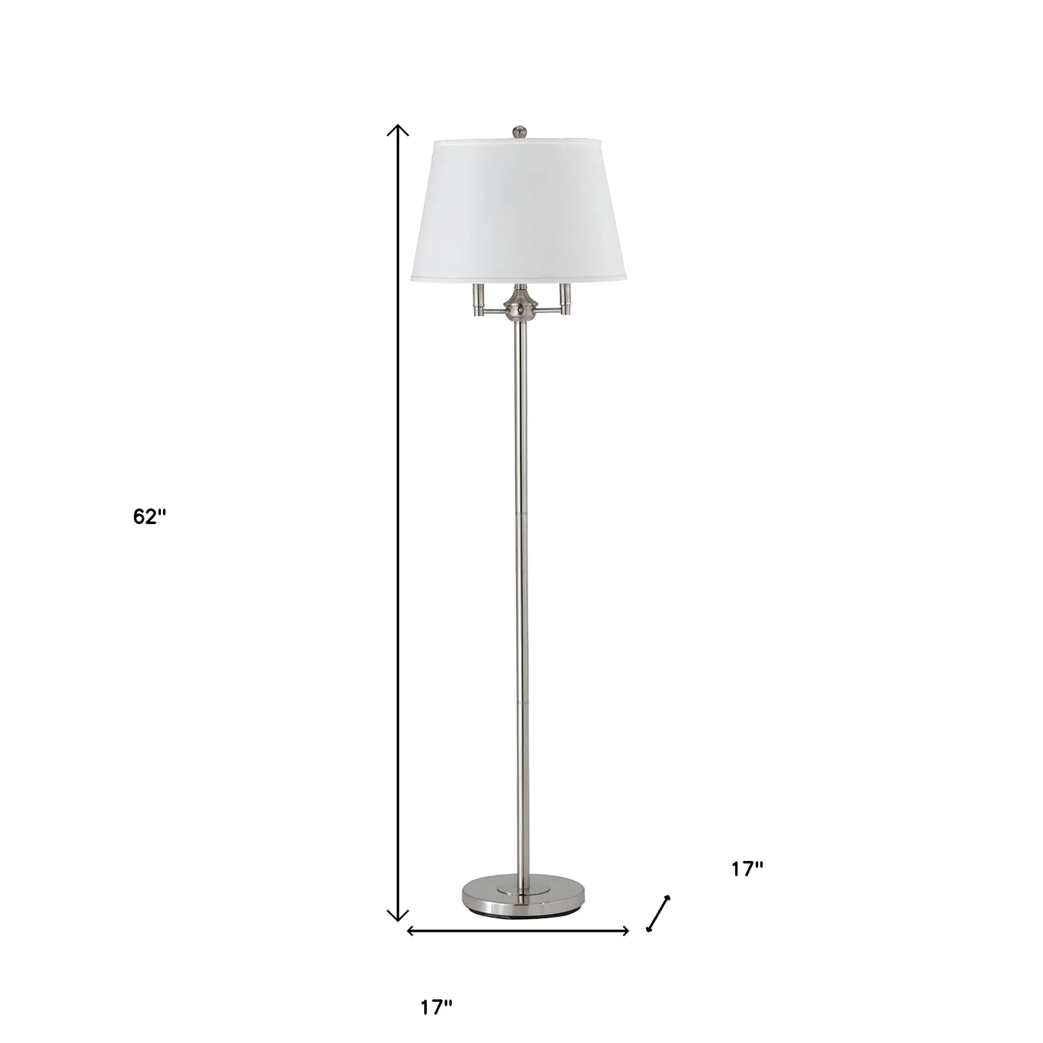 62 Nickel Four Light Traditional Shaped Floor Lamp With White Square Shade