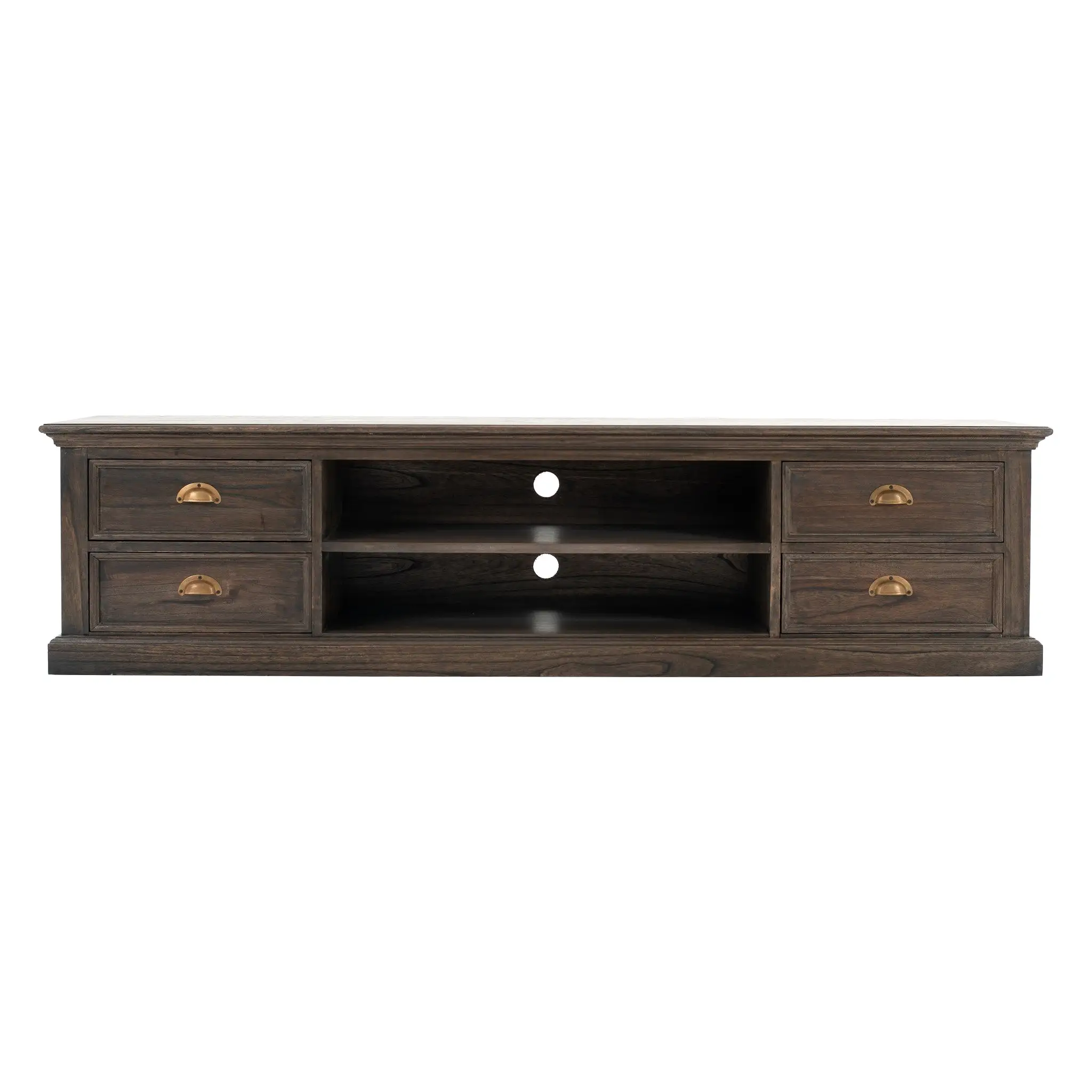 71 Black Wash Wood Entertainment Unit with Four Drawers