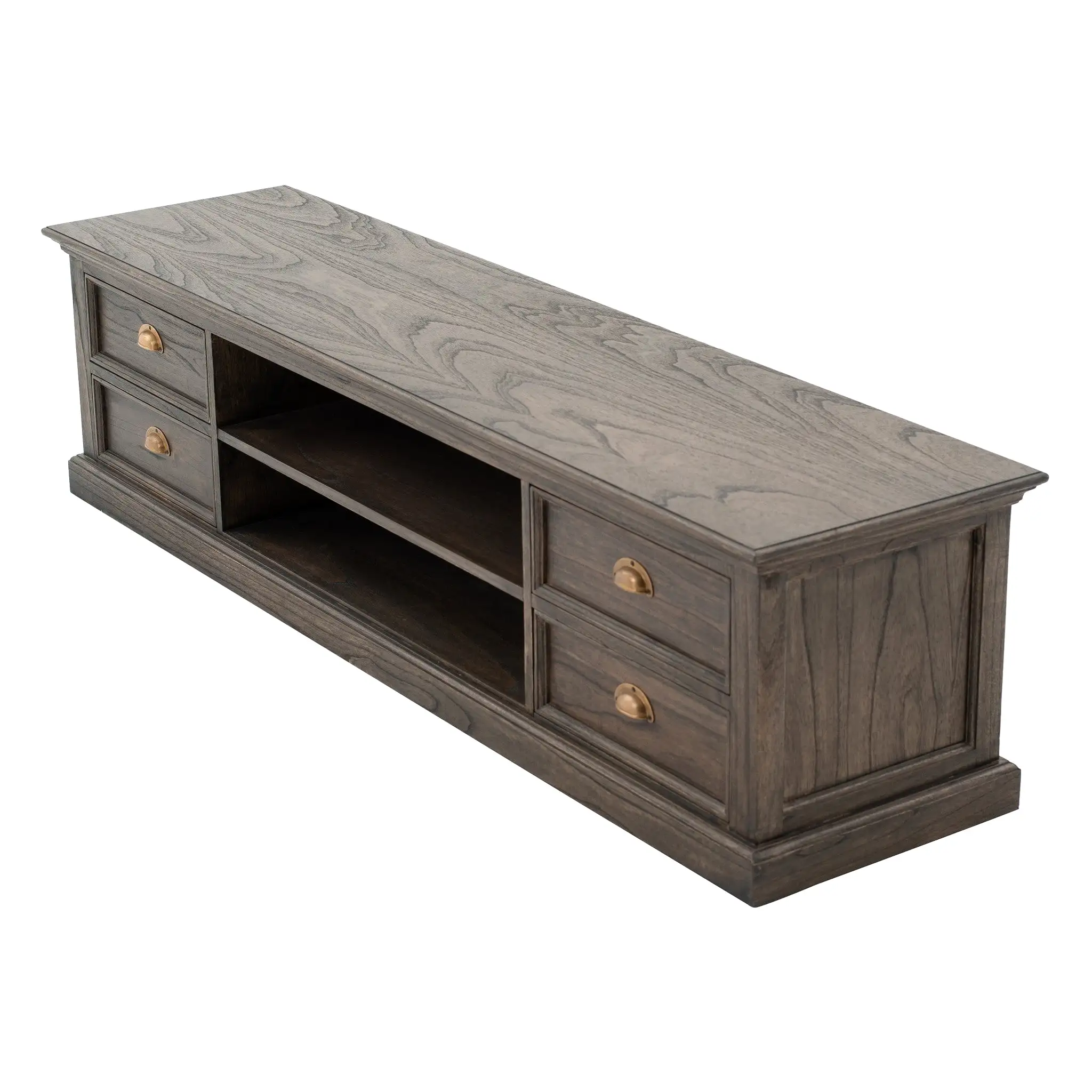 71 Black Wash Wood Entertainment Unit with Four Drawers