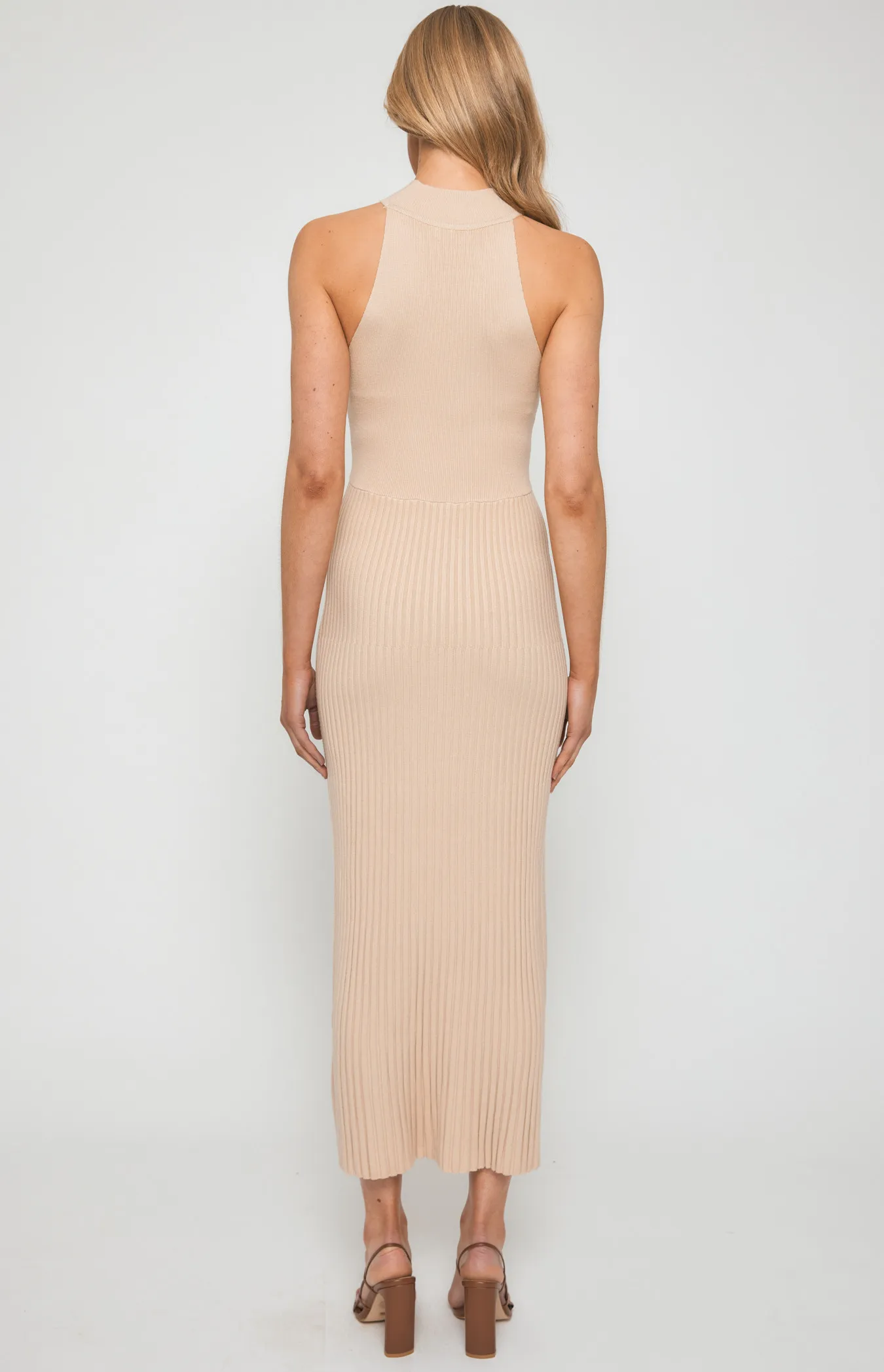 A-Line Knit Midi Dress with Keyhole Neckline (SKN627)