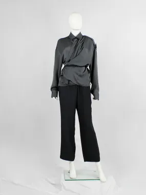 A.F. Vandevorst blue asymmetric draped shirt with overlap front  — spring 2010