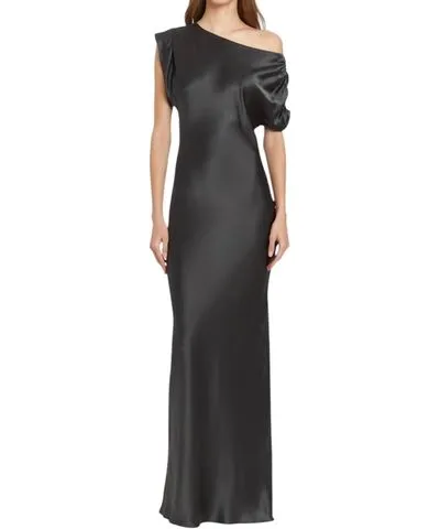 Amanda Uprichard Elroy Silk Maxi Dress In Zinc