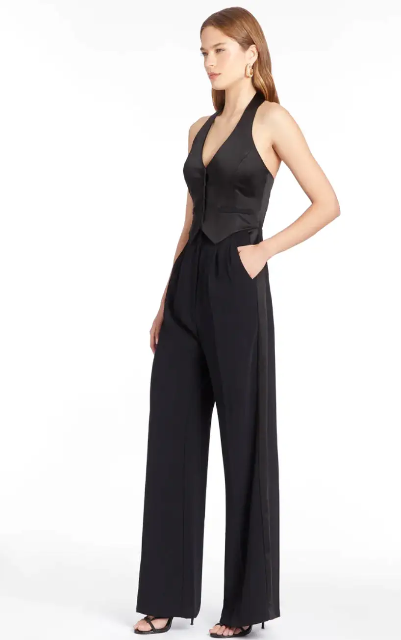 Amanda Uprichard - Isadore Satin Jumpsuit - Black