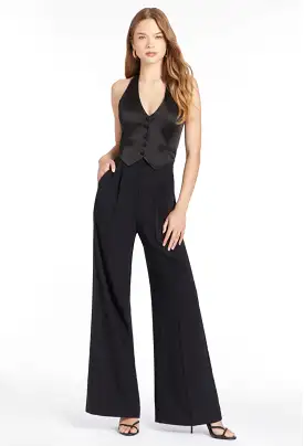 Amanda Uprichard - Isadore Satin Jumpsuit - Black