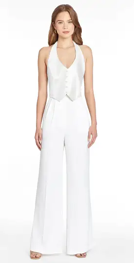 Amanda Uprichard - Isadore Satin Jumpsuit - Ivory