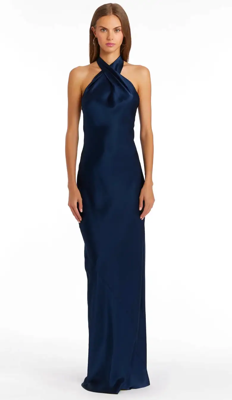 Amanda Uprichard - Jade Silk Maxi - Navy