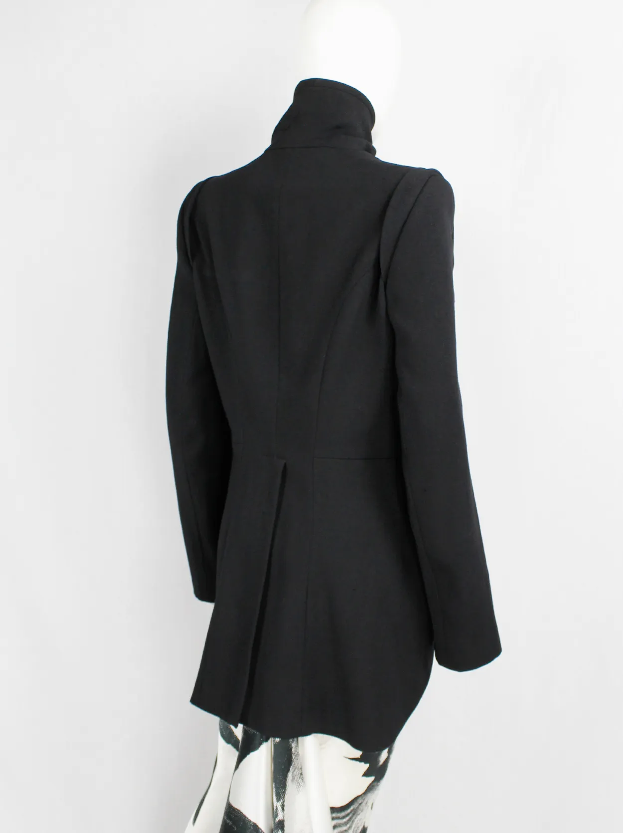 Ann Demeulemeester black cutaway tailcoat with curved buttoned front — fall 2006