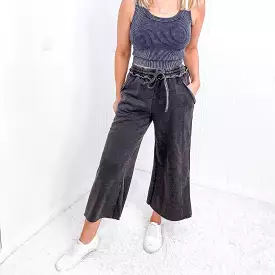 Ash Black Acid Wash Wide Leg Palazzo Sweatpants