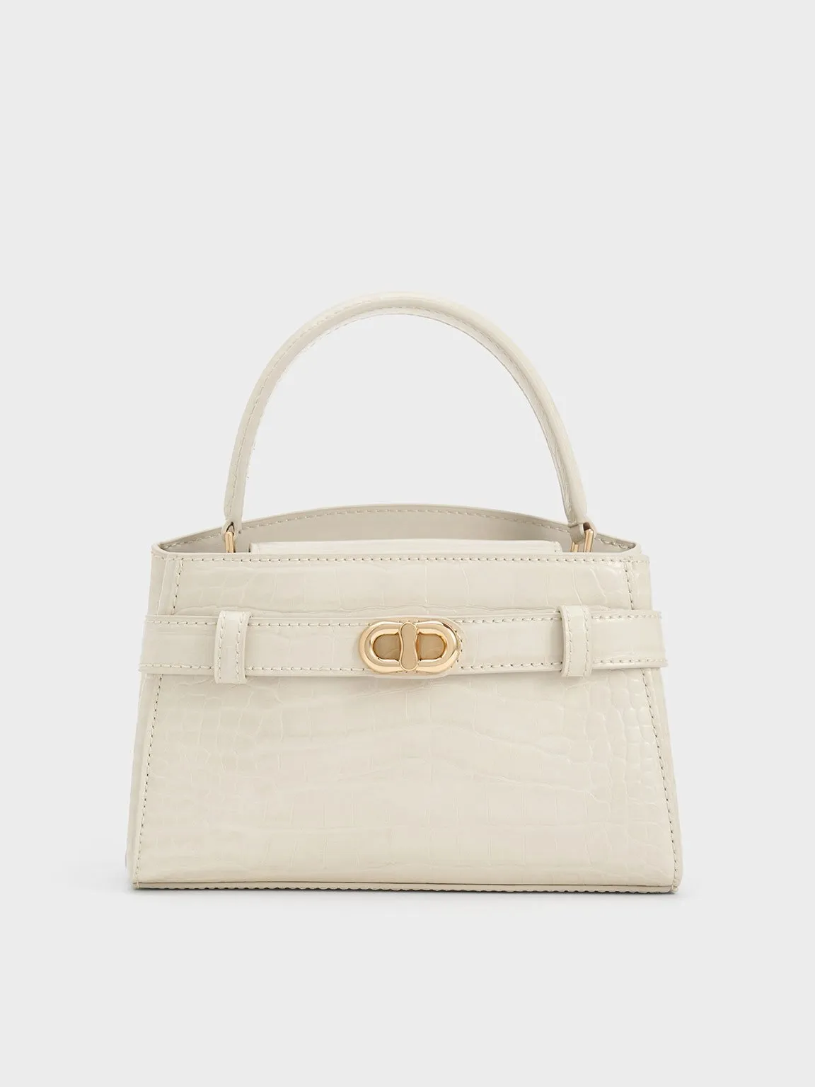 Aubrielle Croc-Effect Top Handle Bag - Ivory