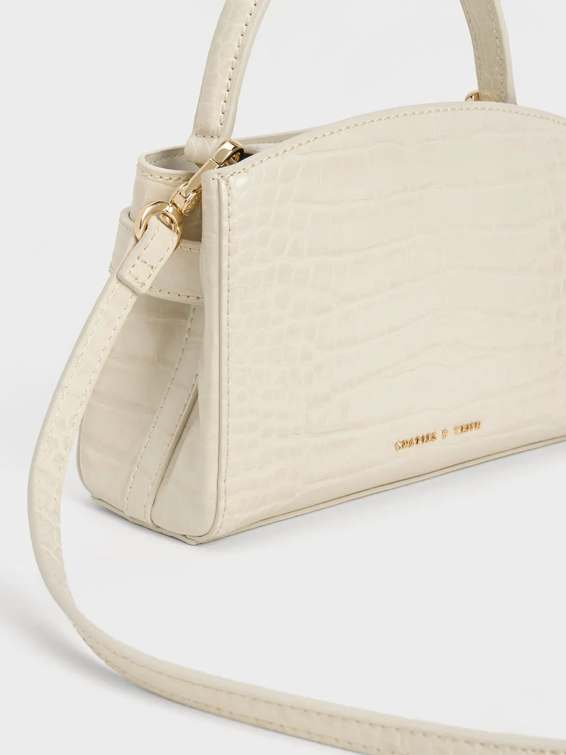 Aubrielle Croc-Effect Top Handle Bag - Ivory