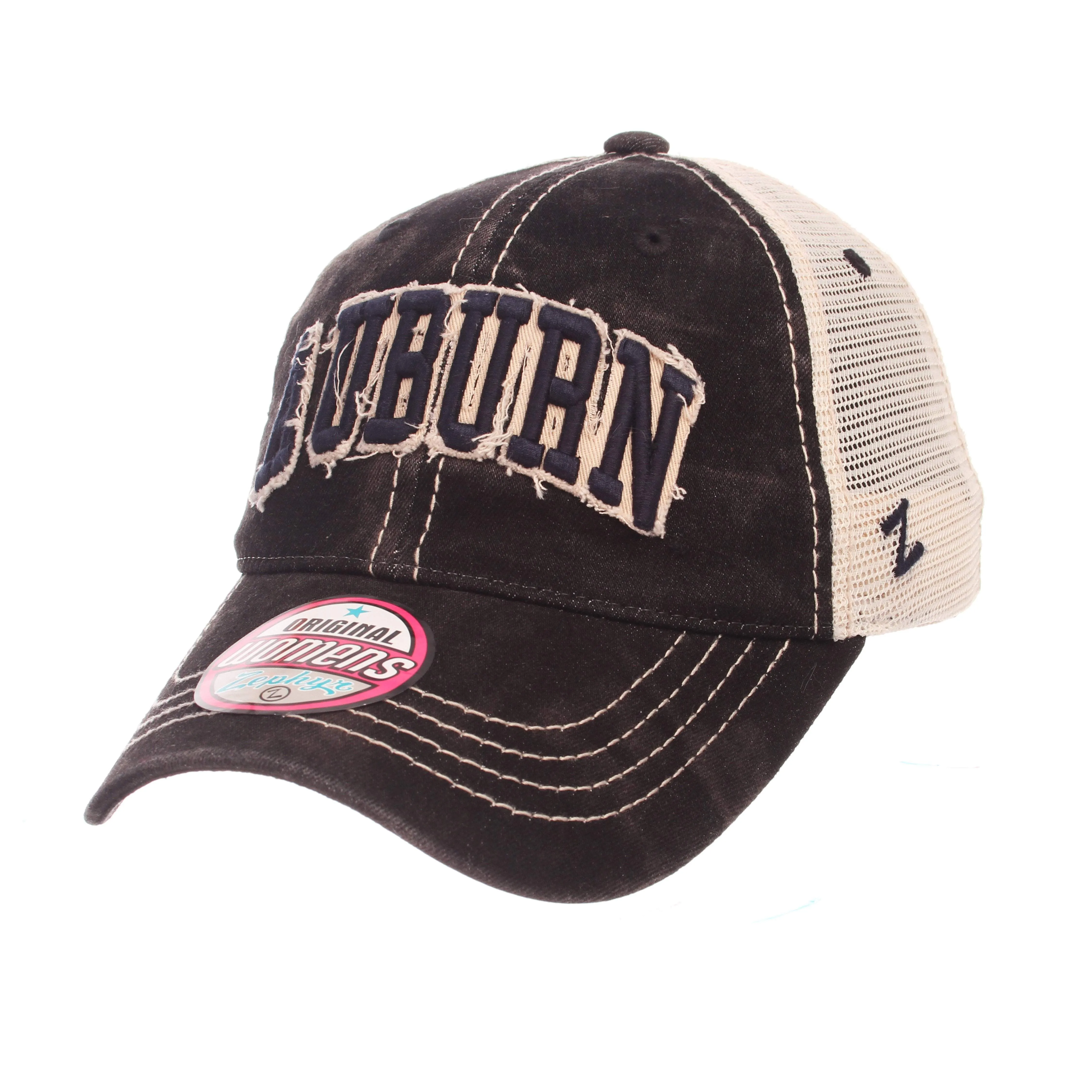 Auburn Tigers Zephyr WOMEN'S Black Wash Dixie Mesh Adj. Slouch Hat Cap