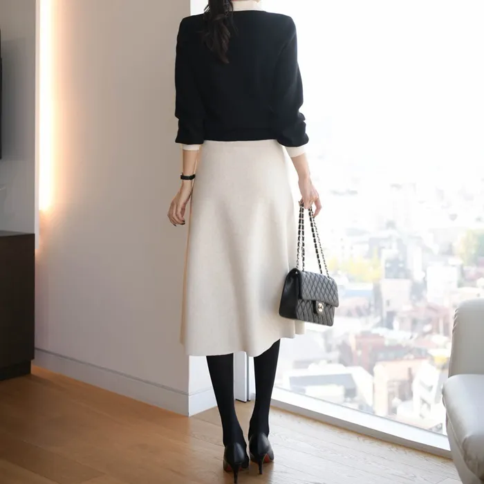 BADDIARY  |Casual Style Bi-color Long Sleeves Plain Office Style