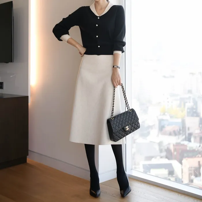 BADDIARY  |Casual Style Bi-color Long Sleeves Plain Office Style