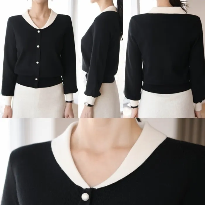 BADDIARY  |Casual Style Bi-color Long Sleeves Plain Office Style