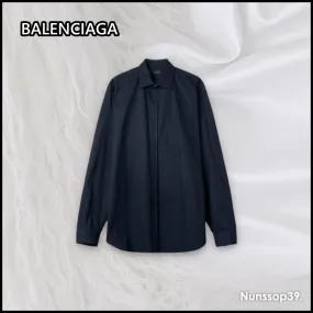 BALENCIAGA  |Street Style Long Sleeves Plain Cotton Logo Luxury Shirts