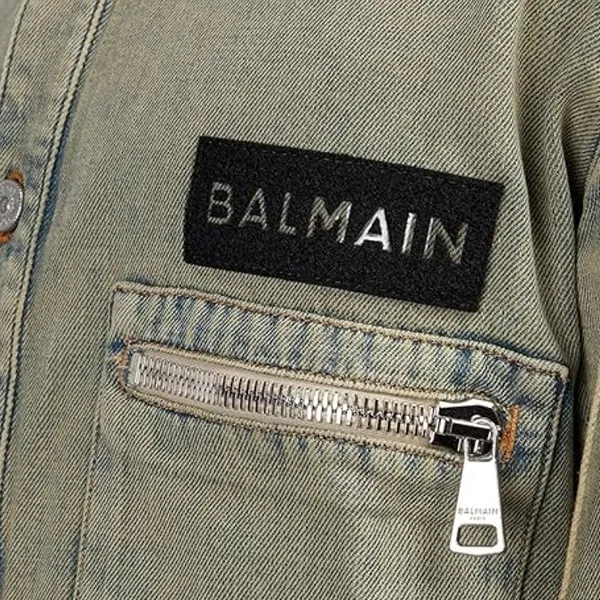 BALMAIN  |Unisex Denim Street Style Long Sleeves Plain Cotton Logo