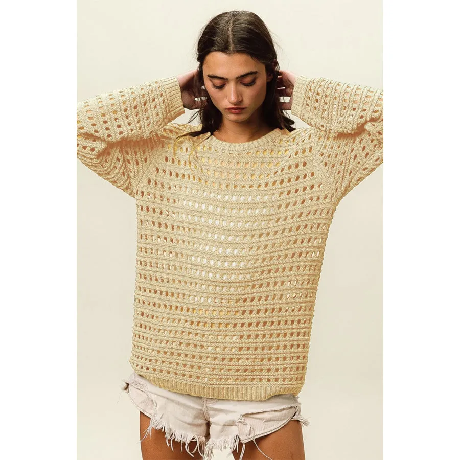 BiBi Round Neck Openwork Knit Cover Up