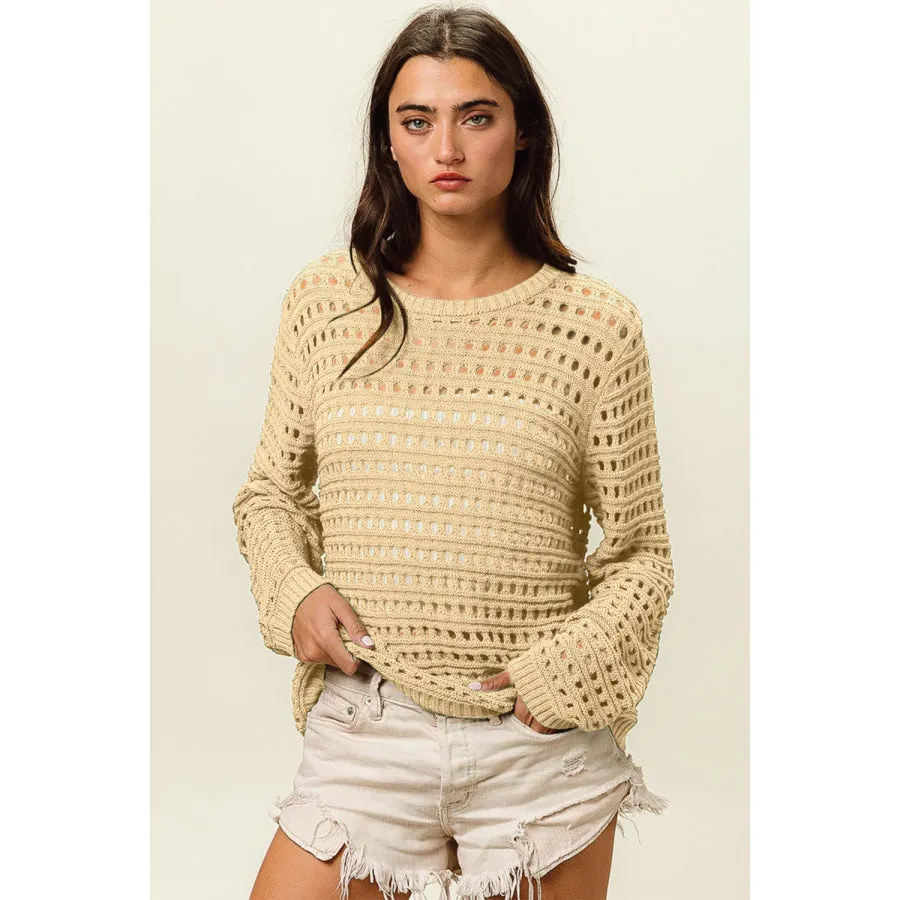 BiBi Round Neck Openwork Knit Cover Up