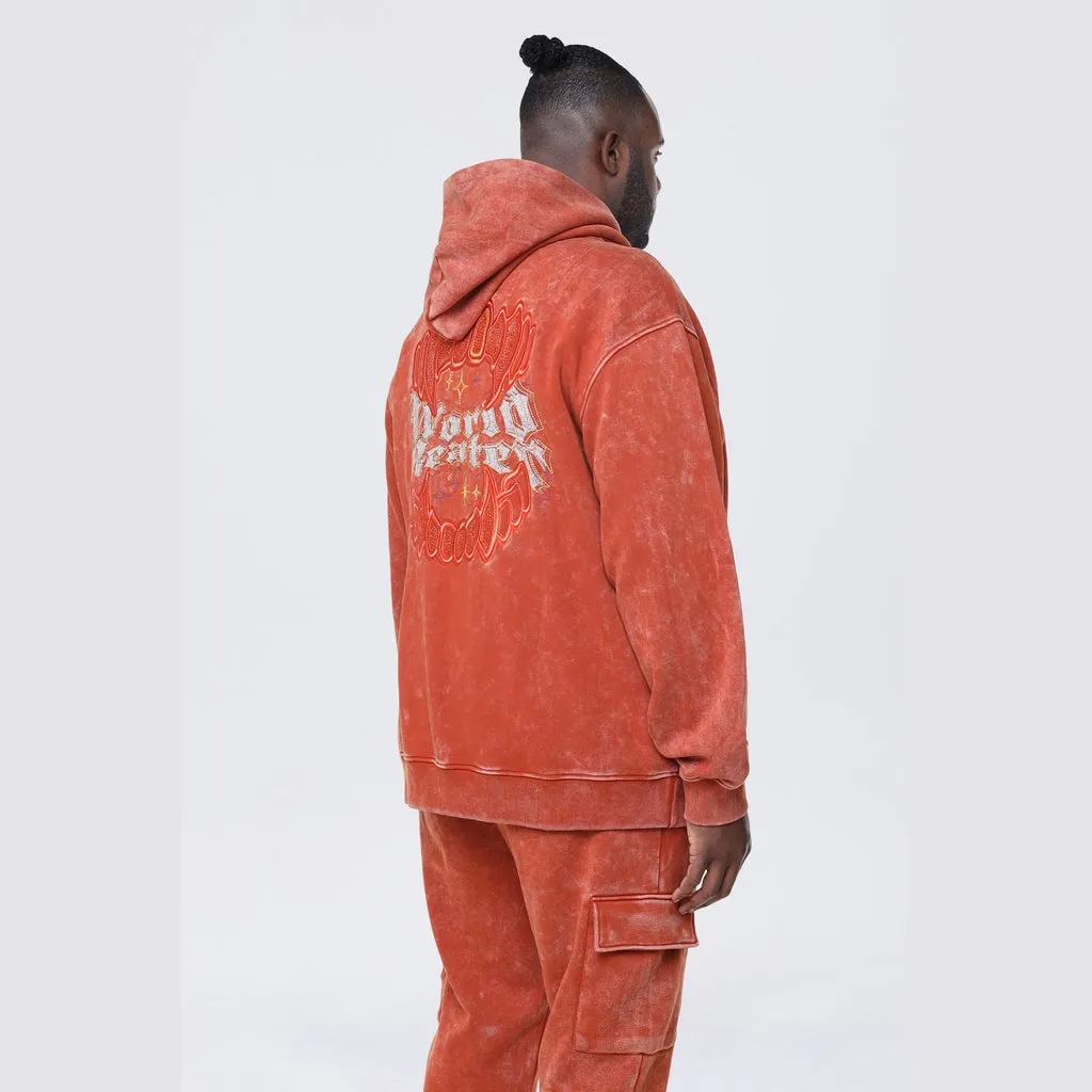 Big and Tall - Dropped Shoulder Rhinestone Dystopia Hoodie - Picante