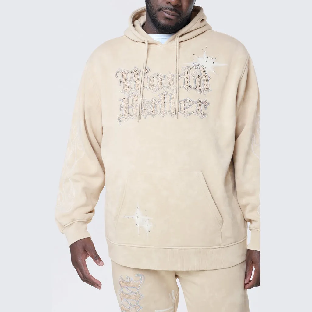 Big and Tall - Rhinestone Dystopia Hoodie - Clay