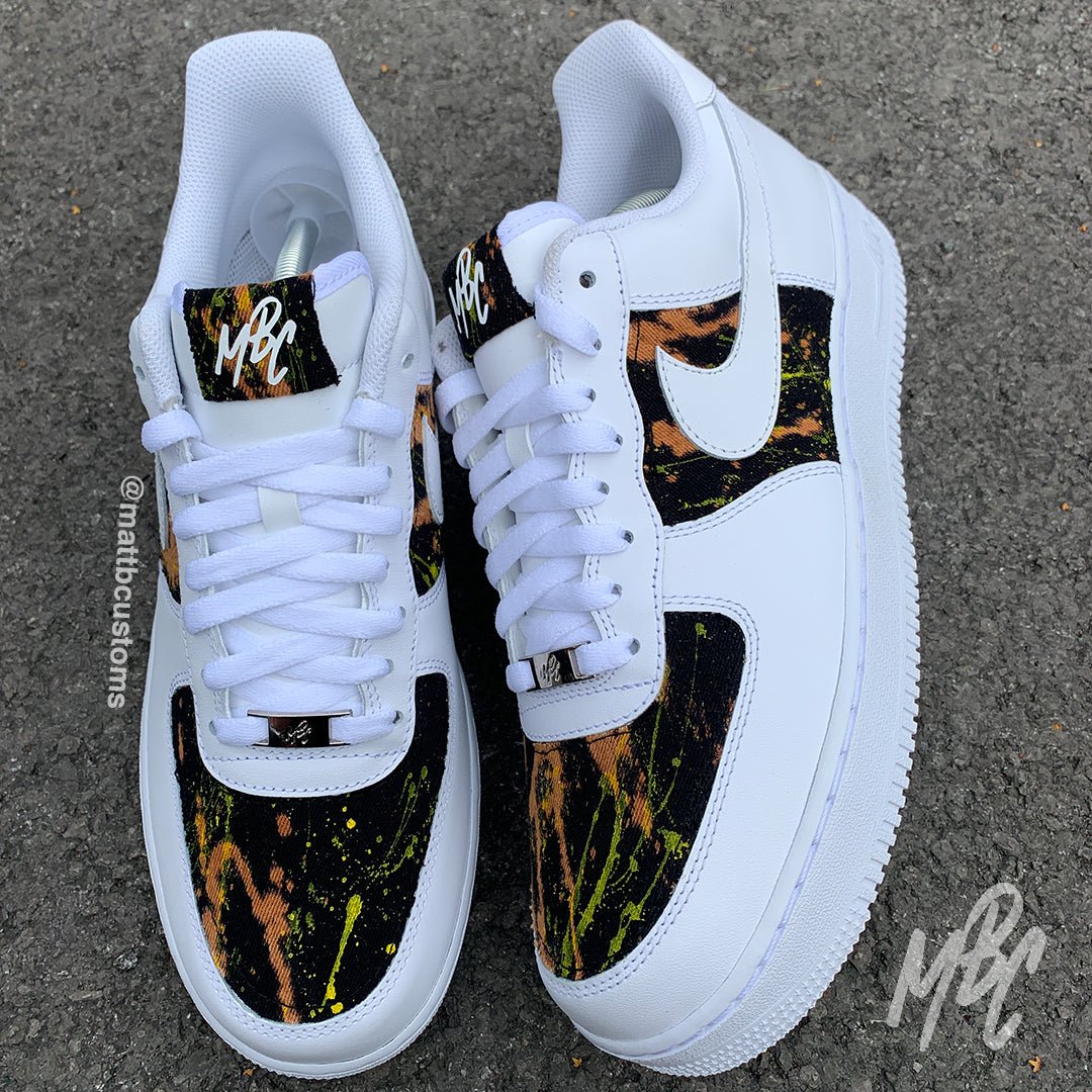 Black Acid Wash Paint Splat Denim - Air Force 1 Custom