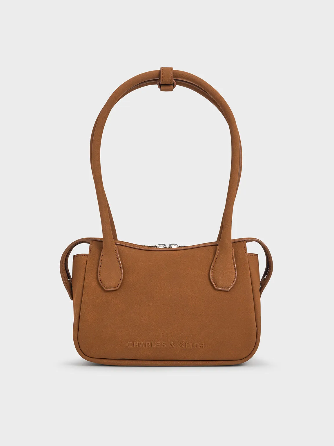 Bosie Textured Elongated Top Handle Bag - Brown