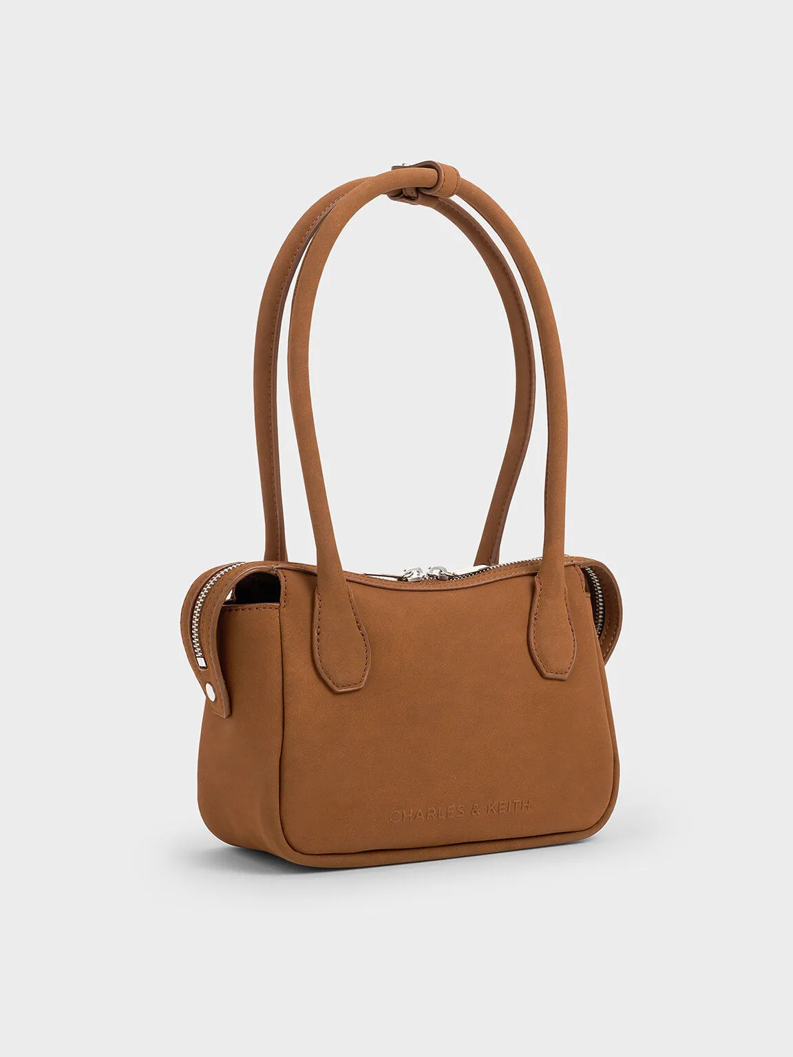 Bosie Textured Elongated Top Handle Bag - Brown