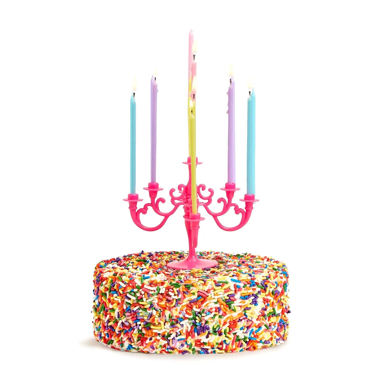 Candelabra Cake Topper with 9 Multi-Color Candle - (four colors)