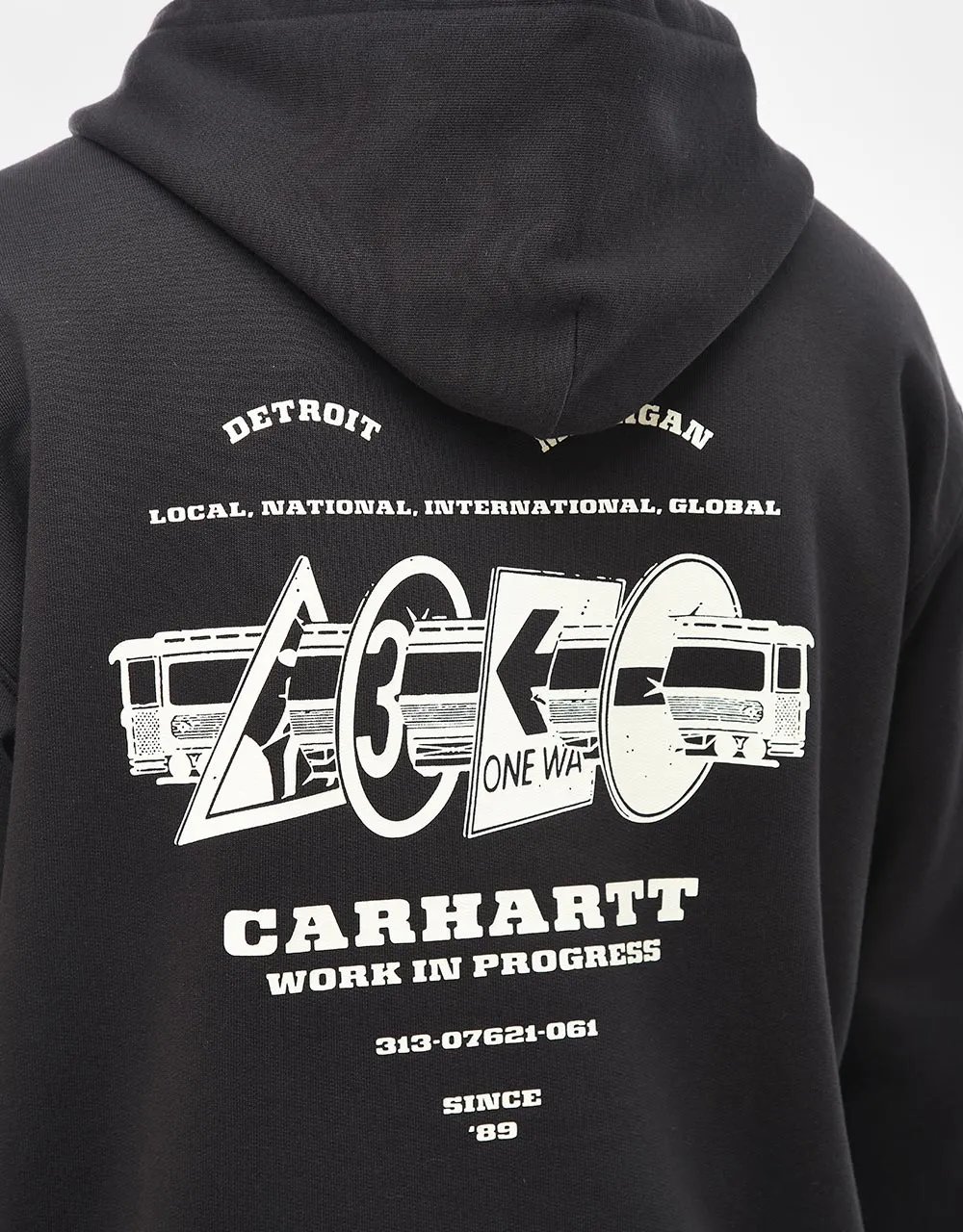 Carhartt WIP Runaway Zip Hoodie - Black/Wax Stone Washed