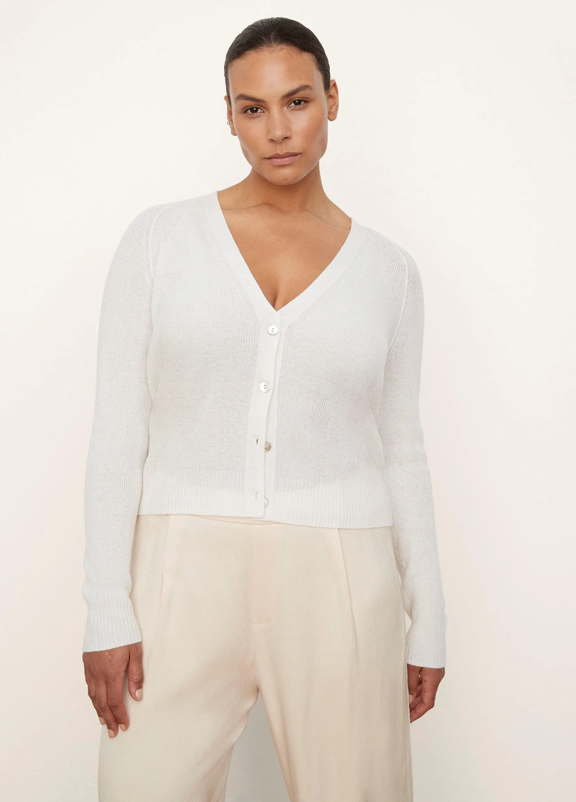 Cashmere Ribbed Raglan Cardigan