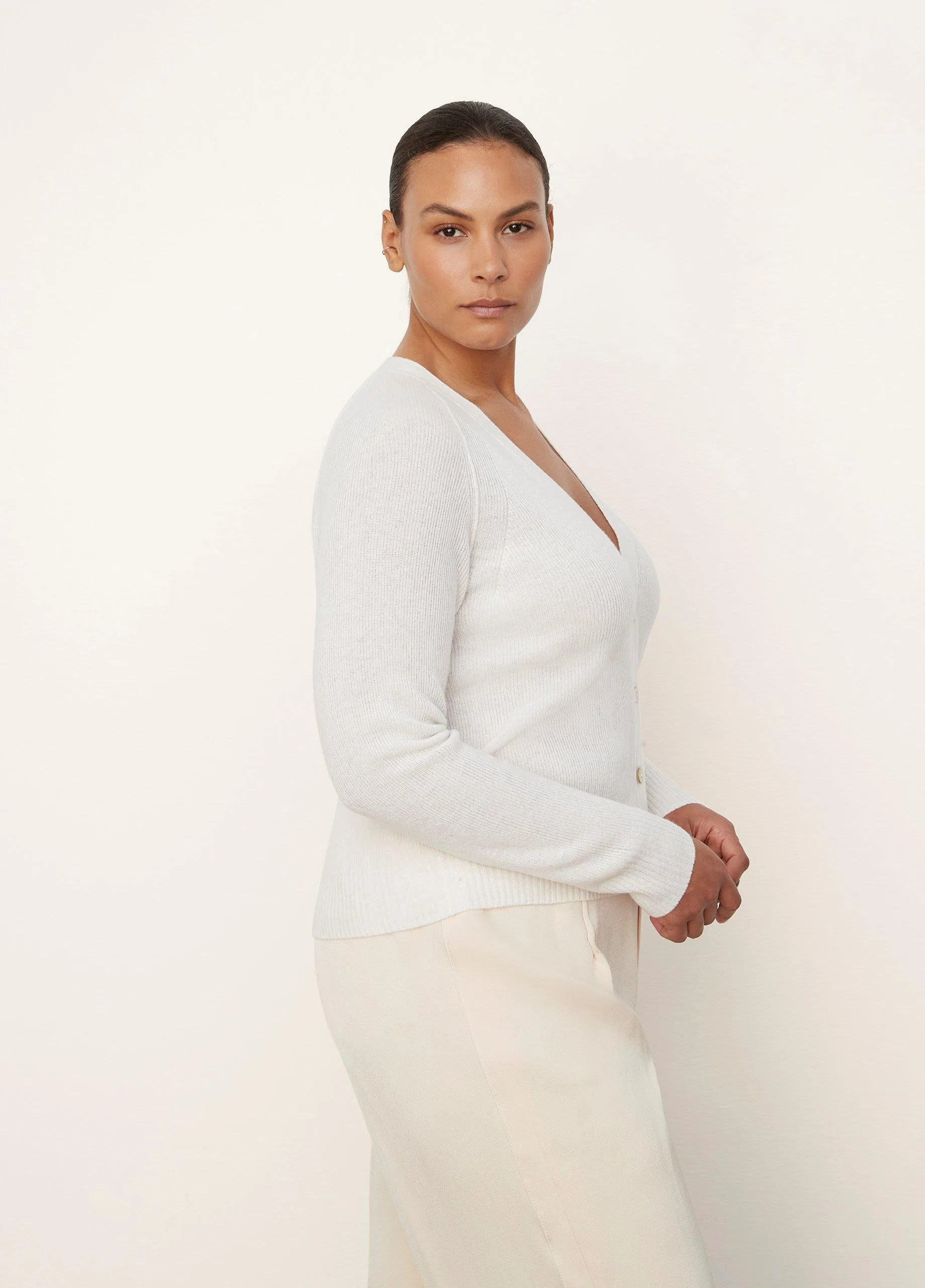 Cashmere Ribbed Raglan Cardigan