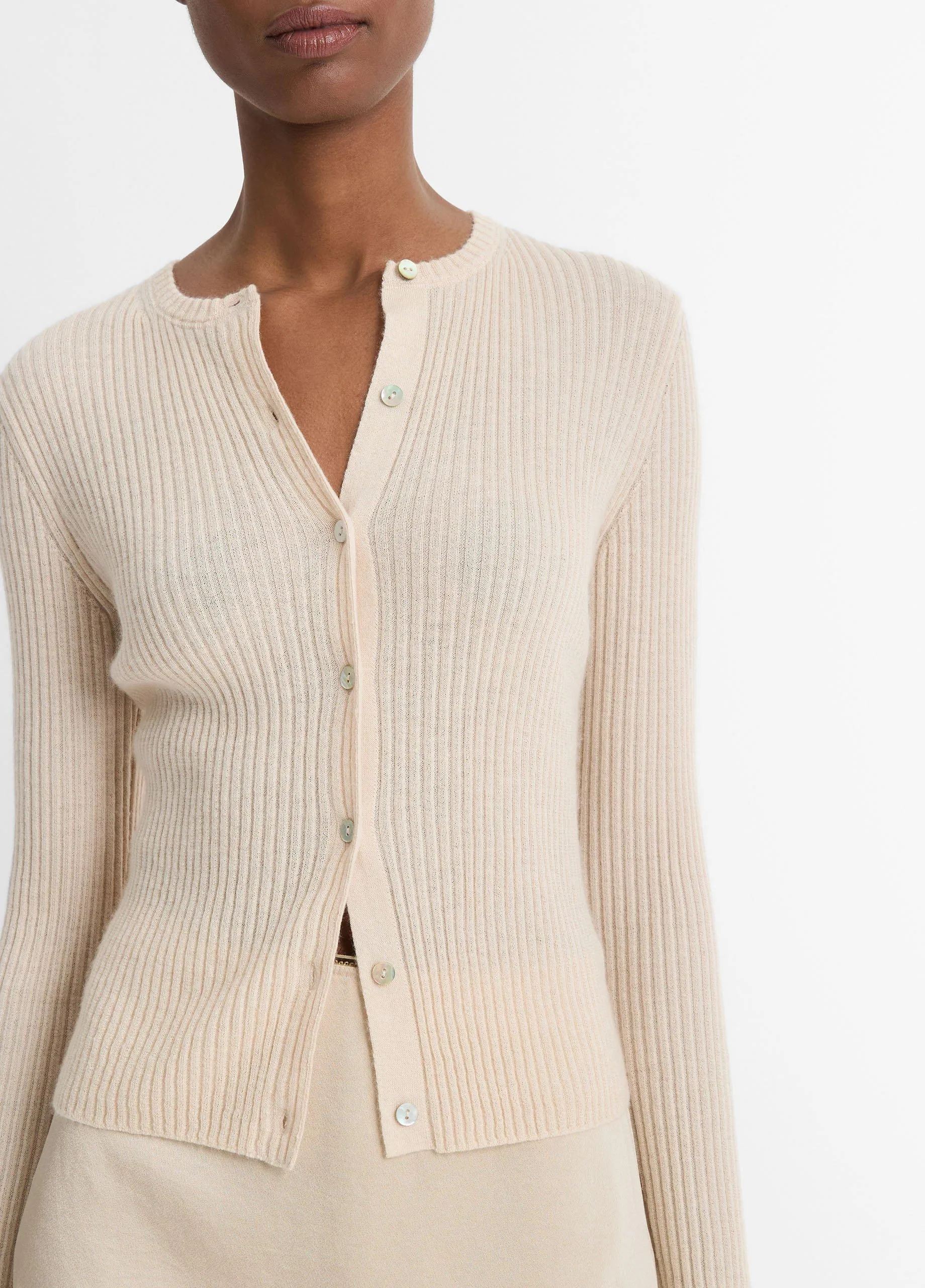 Cashmere-Silk Ribbed Cardigan