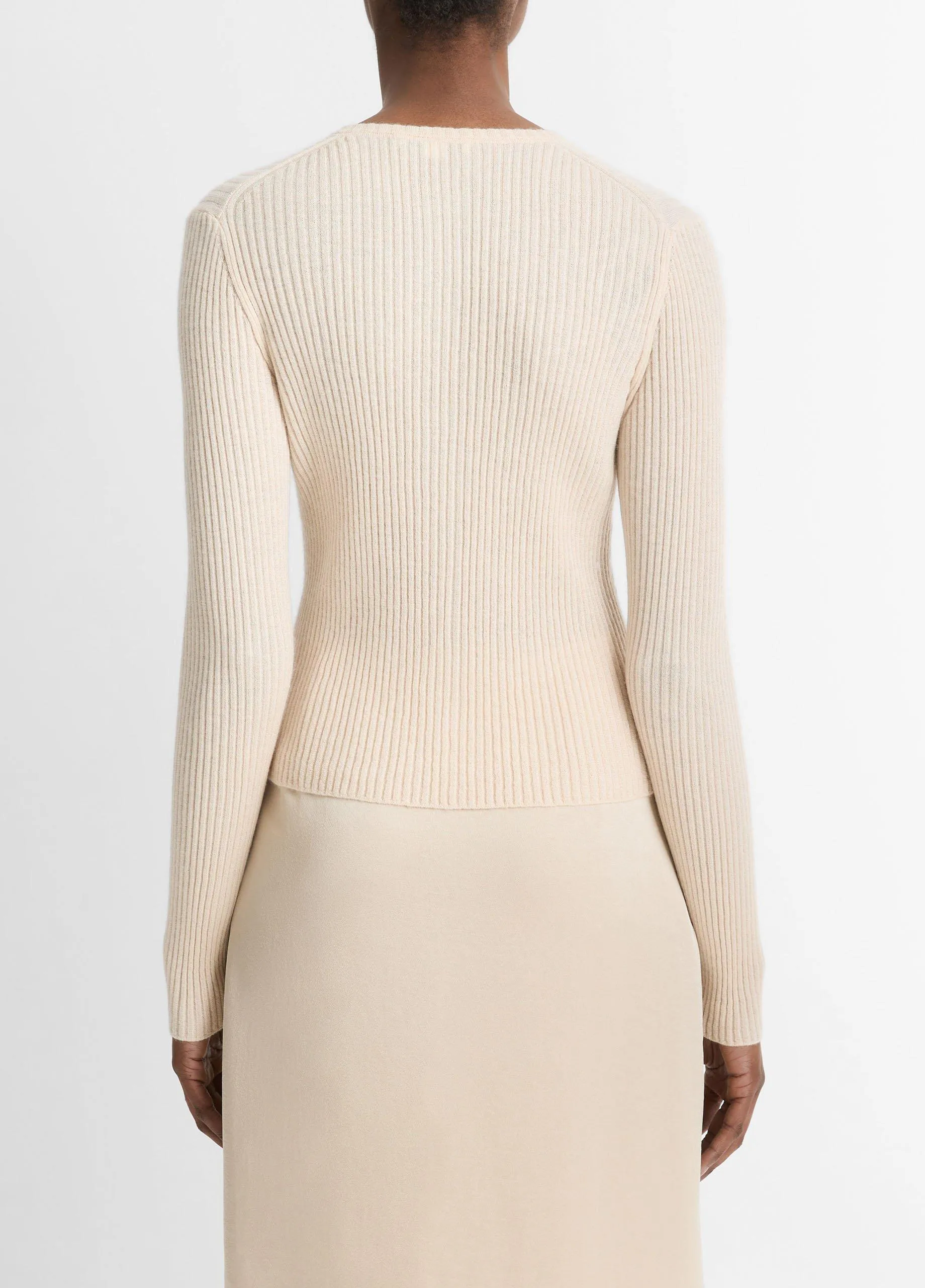 Cashmere-Silk Ribbed Cardigan